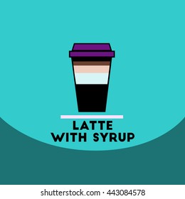 flat vector icon design collection  latte with syrup
