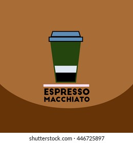 flat vector icon design collection  espresso macchiato to go