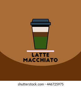 flat vector icon design collection  latte macchiato to go