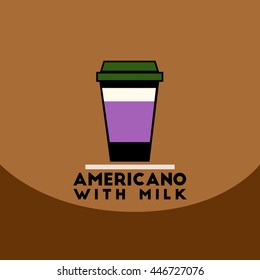 flat vector icon design collection  americano with milk