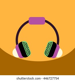 flat vector icon design collection  music headphones