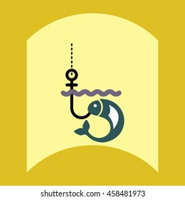 flat vector icon design collection fish on hook