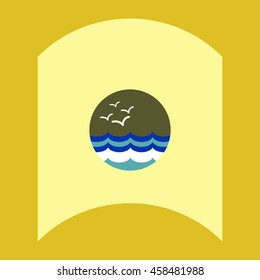 flat vector icon design collection sea and gulls
