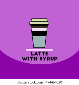 flat vector icon design collection  latte with syrup