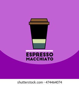 flat vector icon design collection  espresso macchiato to go