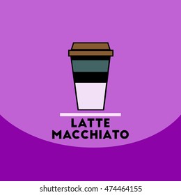 flat vector icon design collection  latte macchiato to go
