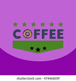 flat vector icon design collection  coffee emblem with stars