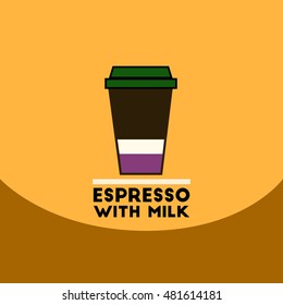 flat vector icon design collection  espresso with milk