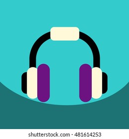 flat vector icon design collection  music headphones