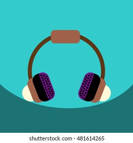 flat vector icon design collection  music headphones