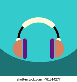 flat vector icon design collection  music headphones