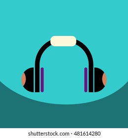 flat vector icon design collection  music headphones