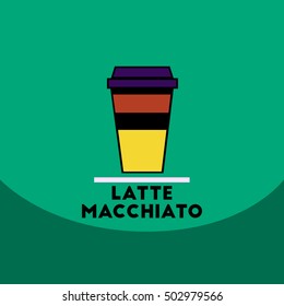 flat vector icon design collection  latte macchiato to go