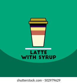 flat vector icon design collection  latte with syrup