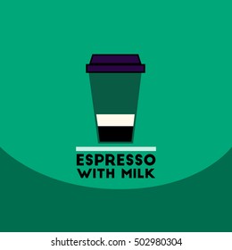 flat vector icon design collection  espresso with milk