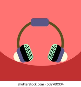 flat vector icon design collection  music headphones