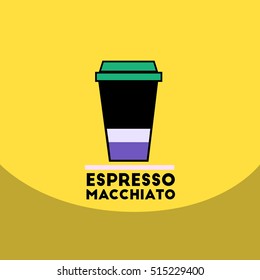 flat vector icon design collection espresso macchiato to go