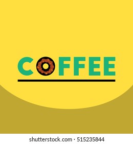  flat vector icon design collection coffee emblem and donut