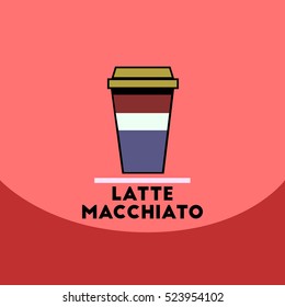 flat vector icon design collection latte macchiato to go