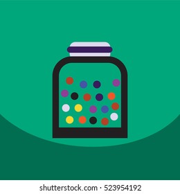flat vector icon design collection candy in jar