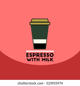 flat vector icon design collection espresso with milk
