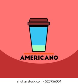 flat vector icon design collection cup of americano