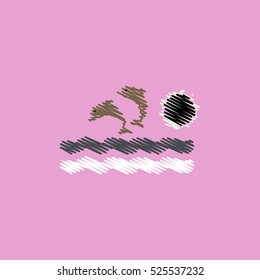 flat vector icon design collection sea and dolphins