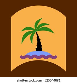 flat vector icon design collection palm tree and sea