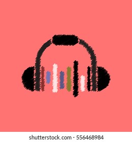 flat vector icon design collection  music headphones