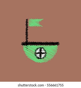 flat vector icon design collection lifeboat and flag
