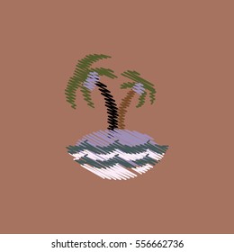 flat vector icon design collection palm tree and sea