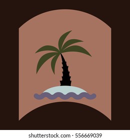 flat vector icon design collection palm tree and sea