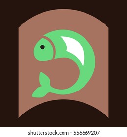 flat vector icon design collection fish silhouette