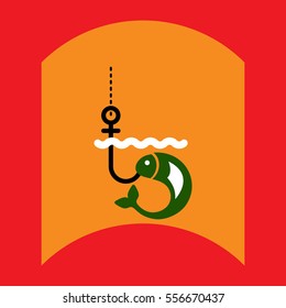 flat vector icon design collection fish on hook