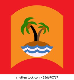 flat vector icon design collection palm tree and sea