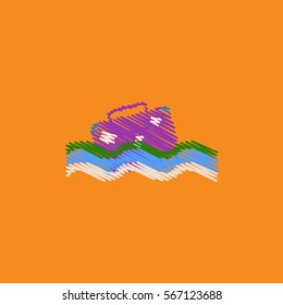 flat vector icon design collection suitcase in the sea