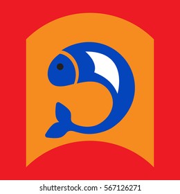 flat vector icon design collection fish silhouette