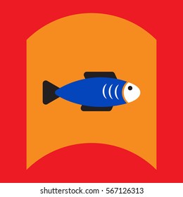 flat vector icon design collection fish silhouette