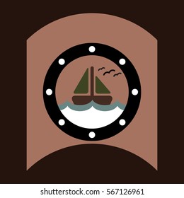 flat vector icon design collection ship in sea