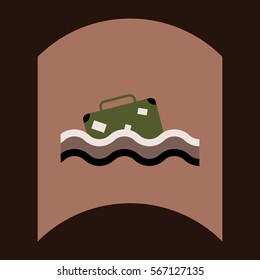 flat vector icon design collection suitcase in the sea