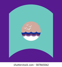 flat vector icon design collection sea and gulls