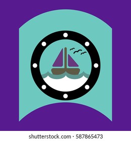 flat vector icon design collection ship in sea