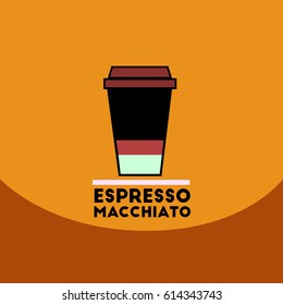 flat vector icon design collection  espresso macchiato to go