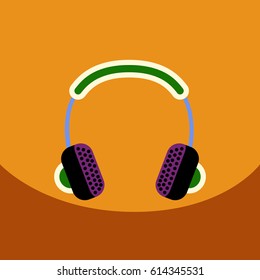 flat vector icon design collection  music headphones