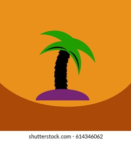 flat vector icon design collection  palm tree silhouette