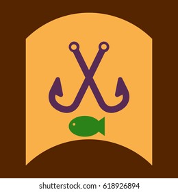 flat vector icon design collection fish and hook