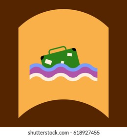 flat vector icon design collection suitcase in the sea