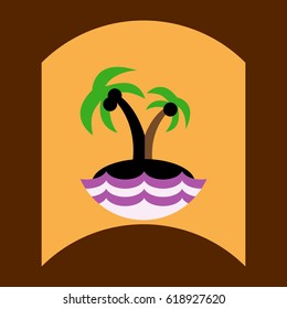 flat vector icon design collection palm tree and sea