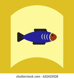 flat vector icon design collection fish silhouette