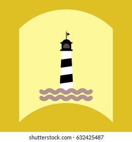 flat vector icon design collection lighthouse and sea